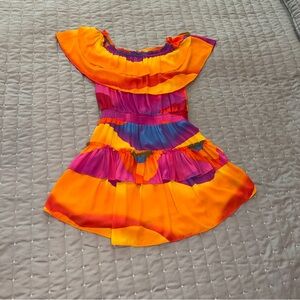Love Vibrant Orange, Magenta & Blue Tiered Ruffle Dance Dress